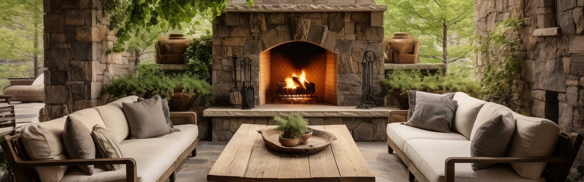 Wood burning fireplace